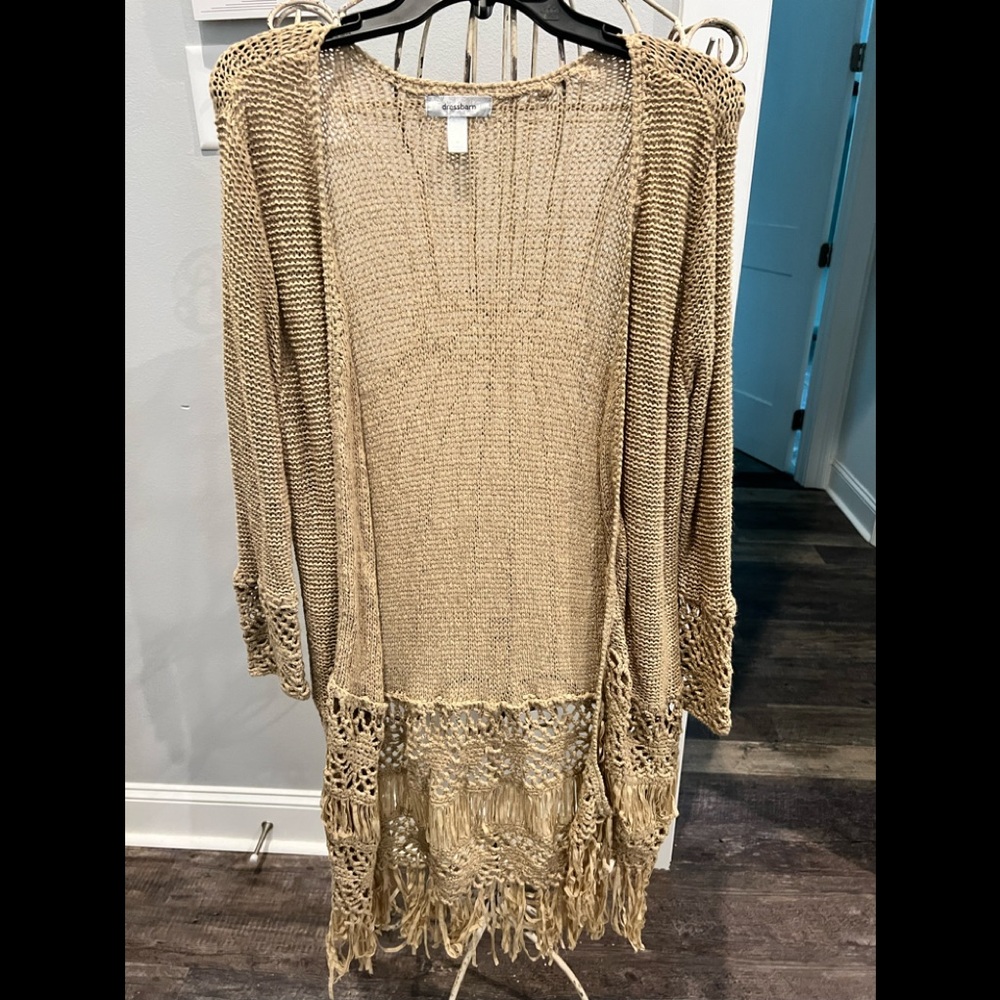Dress Barn Women’s Fringed Knit Cardigan